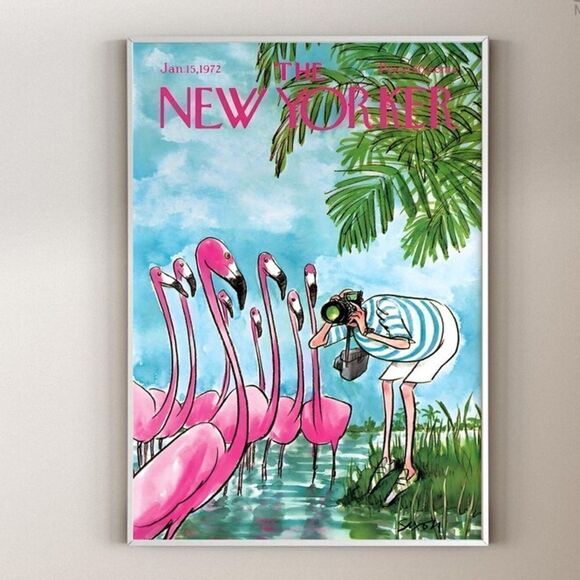 1972 New Yorker Magazine Flamingo Print - Picture 4 of 6